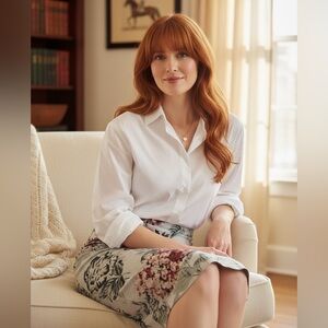 Melissa McCarthy Seven7 Gray Floral Stretchy Pencil Skirt Size 1X